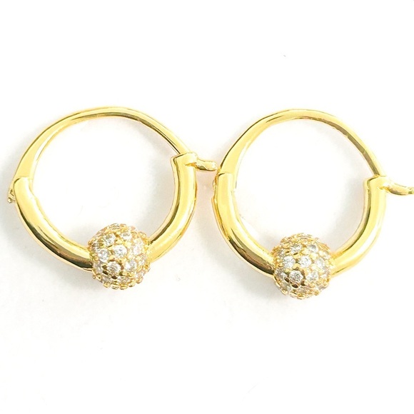 NWOT Sterling silver 18k yellow gold plated hoop earrings - Picture 3 of 11